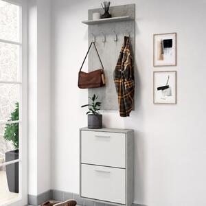 Mobile ingresso scarpiera moderna 2 ante cappottiera 54xH181 bianco grigio cemento Queri