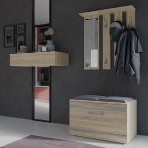 Mobile ingresso moderno 85 cm appendiabiti cuscino rovere Alaska