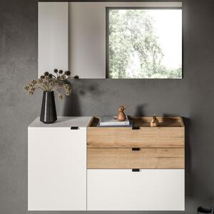 Mobile ingresso moderno specchio 120xH194 bianco rovere Liria