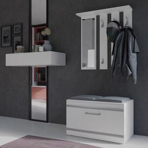 Mobile ingresso moderno 85 cm appendiabiti cuscino bianco Alaska