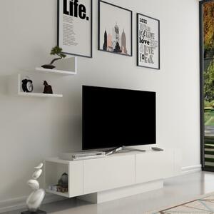 Mobile porta TV moderno design 150xH42cm mensole bianco Urvex