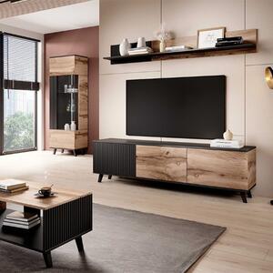Mobile porta tv design moderno industrial 180xH52 rovere nero Cristy