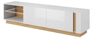 Mobile porta tv moderno 187xH46 soggiorno bianco rovere Theo