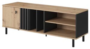 Mobile porta tv moderno 138xH49 1 anta 4 vani rovere nero antracite Elara