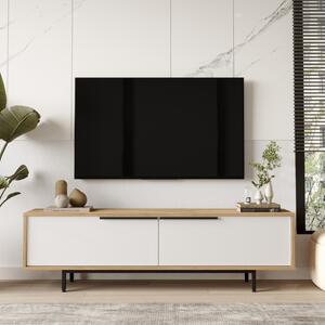 Mobile porta tv moderno 160xH45 cm 2 ribalte rovere bianco Kenzo