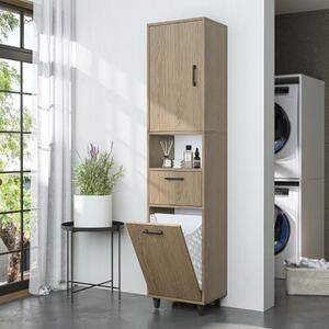 Mobile lavanderia colonna bagno cestoportabiancheria 45xH200 rovere chiaro Sirena