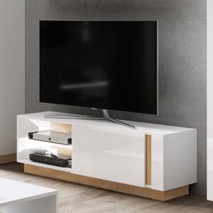 Mobile porta tv moderno 138xH46 soggiorno bianco rovere Theo