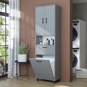 Mobile lavanderia colonna bagno cesto portabiancheria 60xH200 grigio Sirena