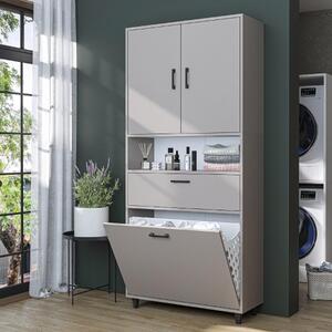 Mobile lavanderia colonna bagno cesto portabiancheria 90xH200 tortora Sirena