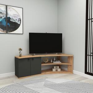 Mobile porta TV moderno angolare design 135xH49cm rovere antracite Denham
