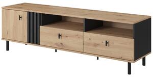 Mobile porta tv moderno 165xH49 1 anta 2 cassetti rovere nero antracite Elara