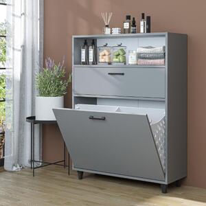 Mobile lavanderia colonna bagno cesto portabiancheria 90xH125 grigio Sirena