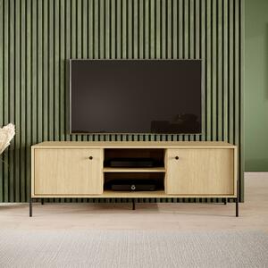 Mobile porta tv moderno 157x53 2 ante 2 vani rovere nero Nordika