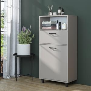 Mobile lavanderia colonna bagno cesto portabiancheria 60xH125 tortora Sirena
