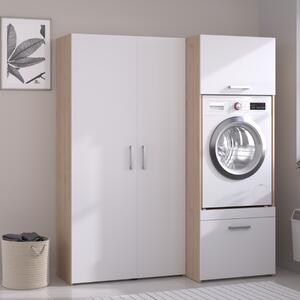 Mobile lavatrice asciugatrice lavanderia armadio 4 ante 156xH184 rovere bianco Candor