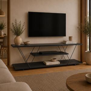 Mobile porta TV moderno design 120xH33cm metallo antracite Nerick