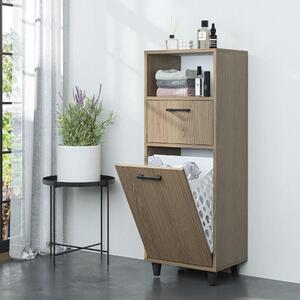 Mobile lavanderia colonna bagno cestoportabiancheria 45xH125 rovere chiaro Sirena