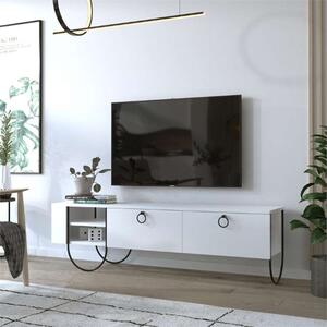 Mobile porta tv moderno design 151xH44 cm 2 ribalte bianco Brigitte