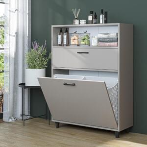 Mobile lavanderia colonna bagno cesto portabiancheria 90xH125 tortora Sirena
