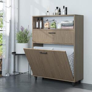 Mobile lavanderia colonna bagno cestoportabiancheria 90xH125 rovere chiaro Sirena
