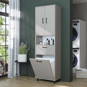 Mobile lavanderia colonna bagno cesto portabiancheria 60xH200 tortora Sirena