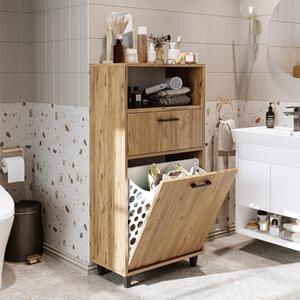 Mobile lavanderia colonna bagno cesto portabiancheria 60xH125 rovere Sirena