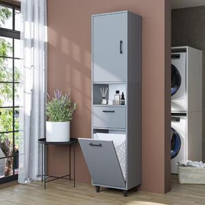 Mobile lavanderia colonna bagno cesto portabiancheria 45xH200 grigio Sirena