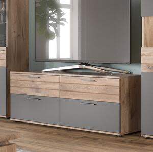 Mobile porta tv moderno 2 cassetti 2 ribalte 130xH53 rovere antracite Marley
