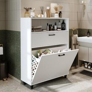 Mobile lavanderia colonna bagno cesto portabiancheria 90xH125 bianco Sirena
