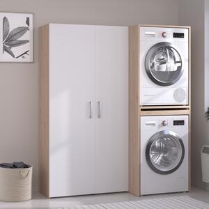 Mobile lavatrice asciugatrice lavanderia armadio 2 ante 156xH184 rovere bianco Candor