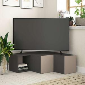 Mobile porta tv moderno design 94xH31 2 cassetti 1 vano antracite tortora Norah