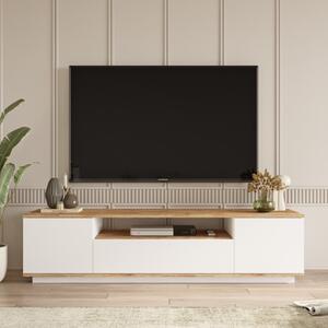 Mobile porta tv moderno design soggiorno 180xH45 cm rovere bianco Leon