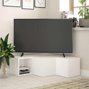 Mobile porta tv moderno design 94xH31 2 cassetti 1 vano bianco Norah