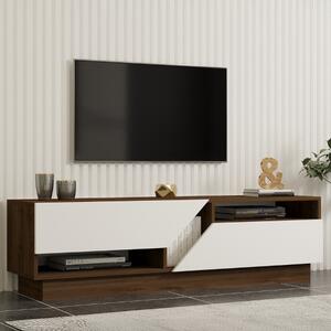 Mobile porta TV moderno design 160xH45cm 2 ribalte bianco noce Irven