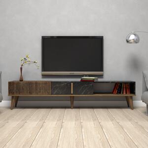 Mobile porta TV moderno design 180xH40cm noce marmo nero Marden
