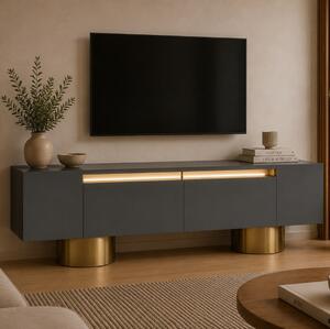 Mobile porta TV moderno design 180xH50cm antracite oro Eldric