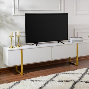 Mobile porta TV moderno design 180xH50cm bianco oro Seldon