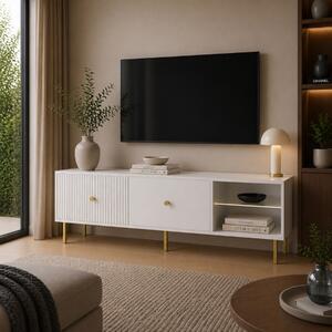 Mobile porta tv moderno design 2 ante 135xH48 bianco Gulia