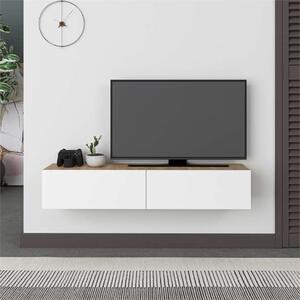 Mobile porta tv moderno sospeso design 135xH25cm bianco quercia Teodor-1