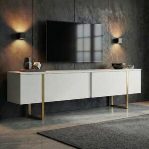 Mobile porta TV moderno design 180xH50cm bianco oro Zerick