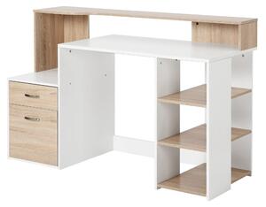 Scrivania da Ufficio Porta PC 137x55x92 cm in Legno MDF Legno Naturale e Bianco