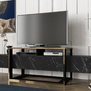 Mobile porta TV moderno design 160xH50cm marmo nero oro Halden