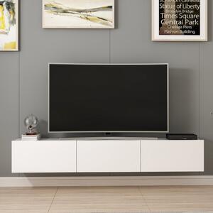 Mobile porta tv moderno sospeso 180xH30cm 3 ribalte bianco Strata