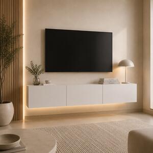 Mobile porta TV moderno sospeso design 150xH30cm bianco Galen