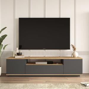 Mobile porta tv moderno design soggiorno 180xH45 cm rovere antracite Leon