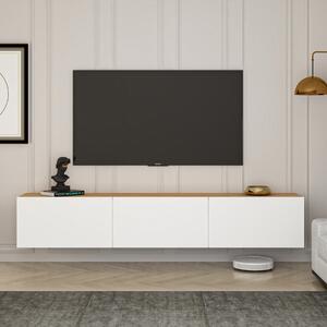 Mobile porta TV moderno sospeso design 150xH30cm bianco rovere Galen