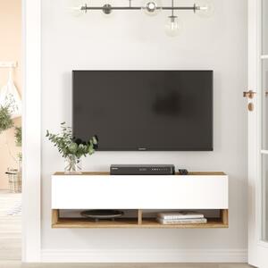 Mobile porta tv sospeso moderno design 100xH30 cm rovere bianco Jelena