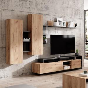 Parete attrezzata moderna 260xH172 soggiorno rovere antracite Fiona