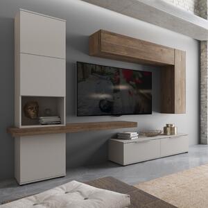 Parete attrezzata moderna soggiorno 280xH207 beige noce Mistral