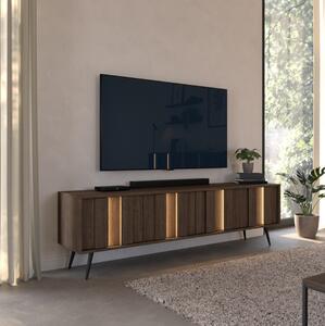 Mobile porta tv soggiorno 4 ante led 183xH63 rovere scuro nero Gaia